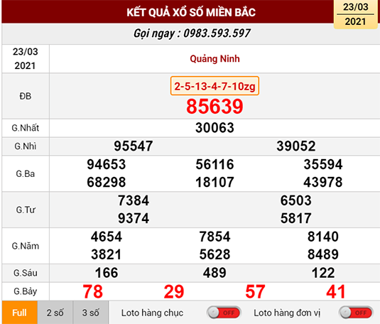 Kết quả xổ số 23-03